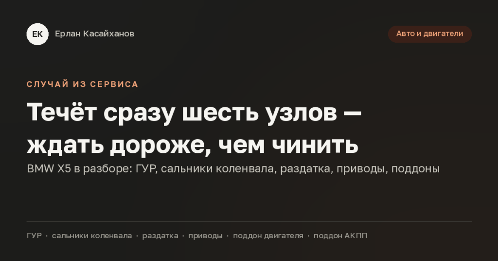 Течь масла BMW X5 — подтёк на поддоне двигателя